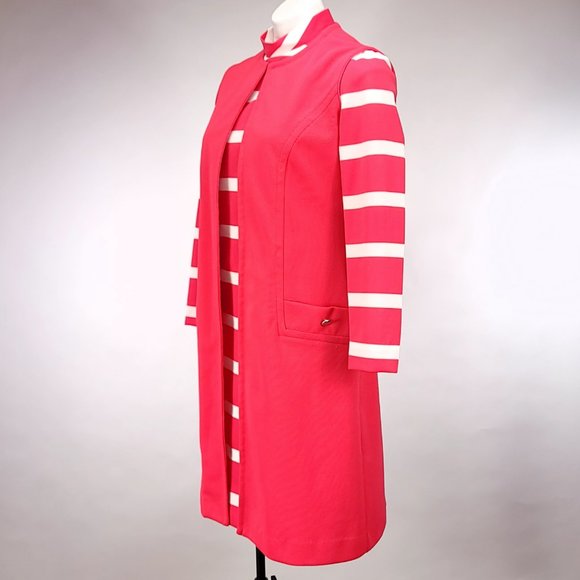 Vintage Verona Knits Women's Striped Long Sleeved Dress with Long Vest - Picture 7 of 10